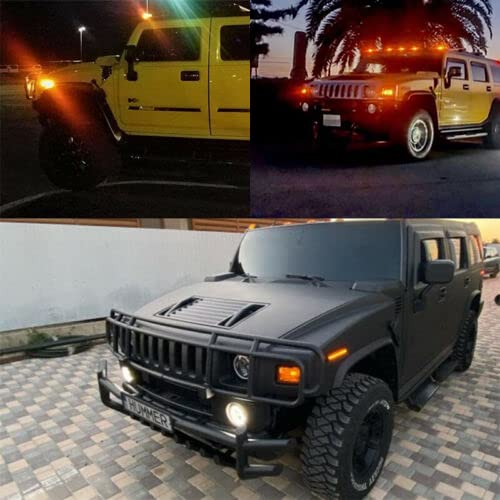 14 Pack Hummer H2 Cab Roof Lamps - Compatible with 2003-2009 Hummer H2 & H2 SUT - Clearance LED Side Marker Light Kit (Front/Rear Amber/Red) - Durable Replacement for Off-Road & Night Driving Safety