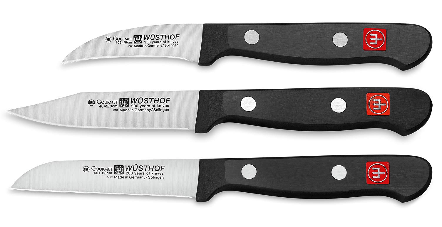 WÜSTHOF Gourmet 3-Piece German Pairing Knife Set - High Carbon Stainless Steel, Laser Cut Precision - Model 9727 | Perfect for Kitchen, Cooking, Food Prep & Gift Giving