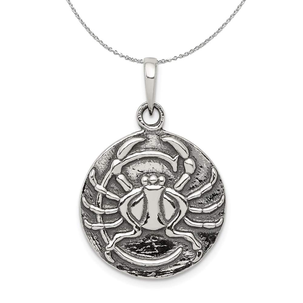 Cancer Zodiac Silver Necklace - Crab Embossed Jewelry for Gifts & Daily Wear