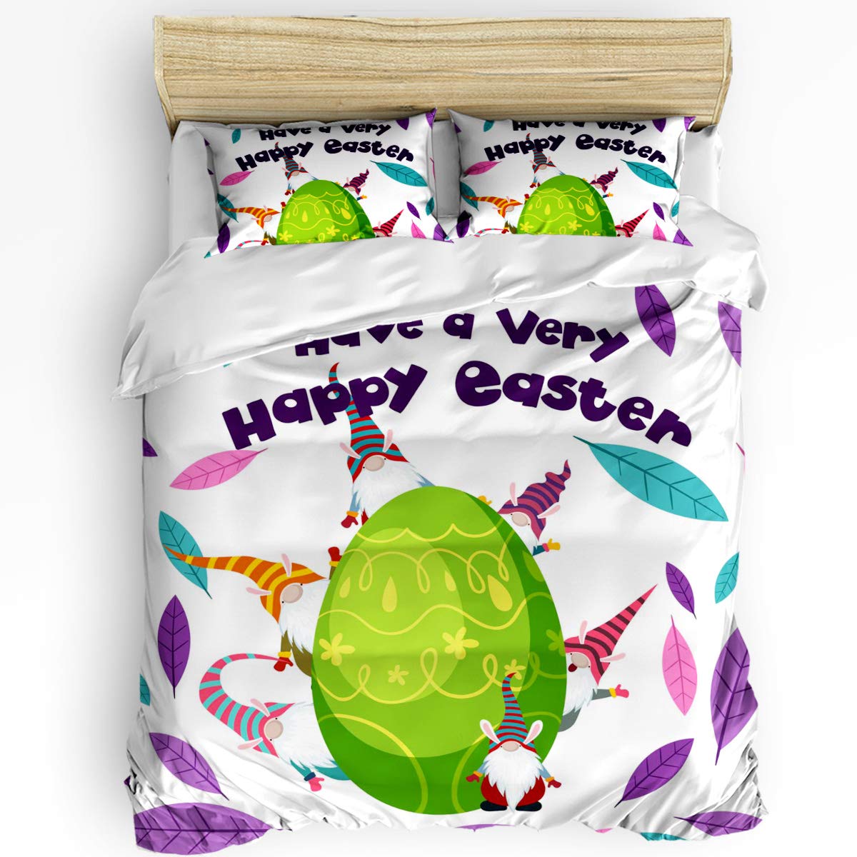 Flouky Softness 3-Piece Duvet Cover Set with Easter Bunny Ears & Colorful Eggs - Full Size Bedding Set (1 Duvet Cover + 2 Pillow Shams) | Perfect for Easter Decor, Spring Bedroom Refresh & Cozy Seasonal Home Styling