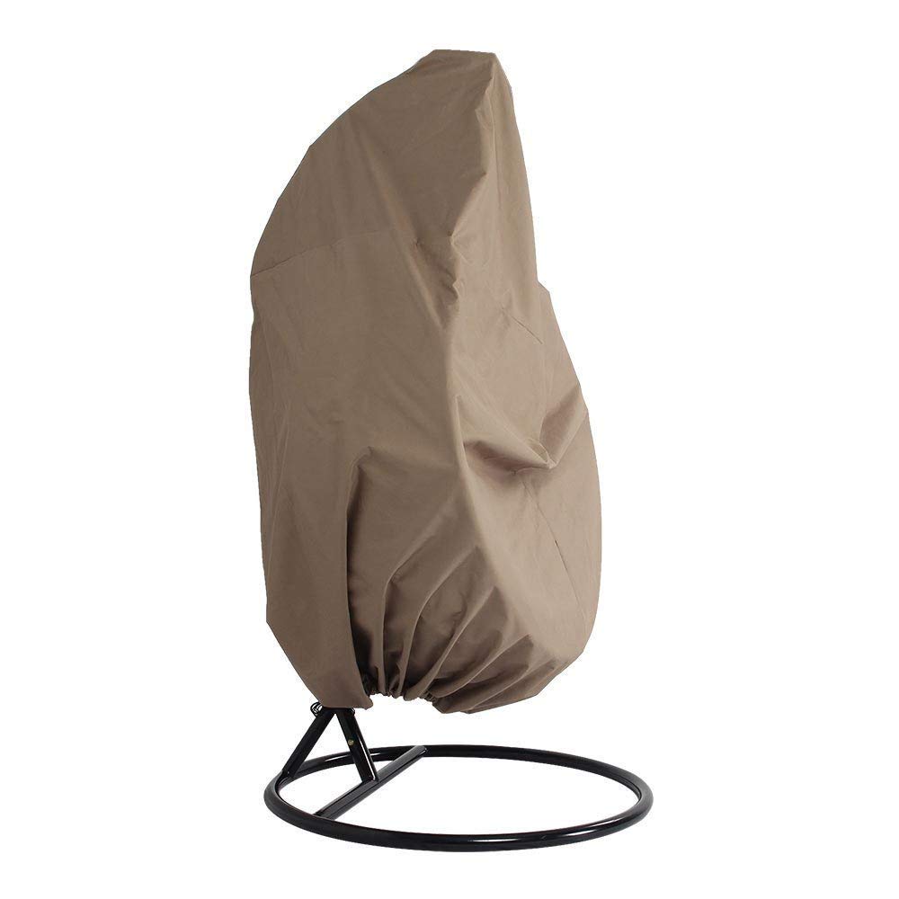 Outdoor Hanging Hammock Swing Chair with Beige Cushion - Porch Egg Chair for Relaxing in Garden, Patio or Backyard