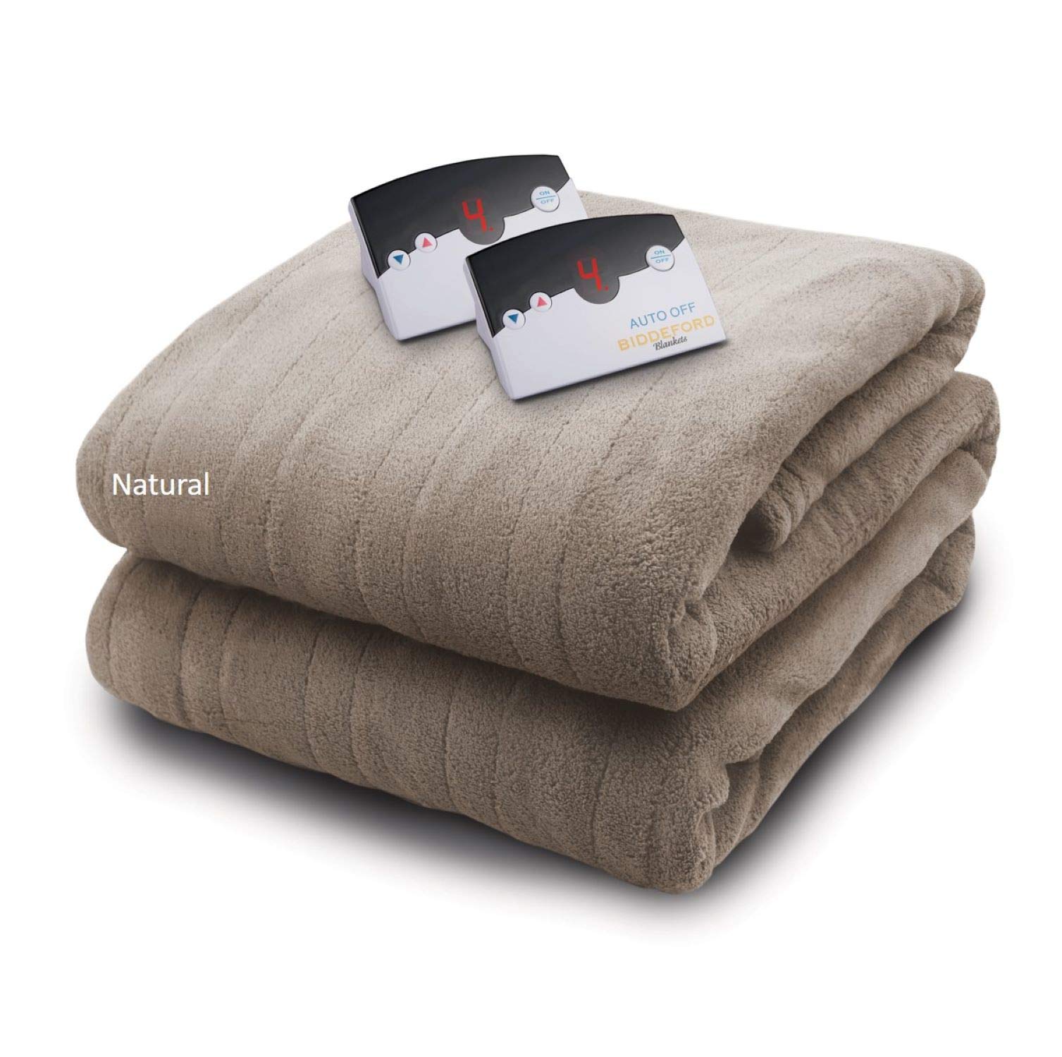 Biddeford Micro Plush Electric Heated Blanket with Digital Controller - Queen Size, Taupe Color - Perfect for Cold Nights, Bedroom Comfort & Winter Warmth