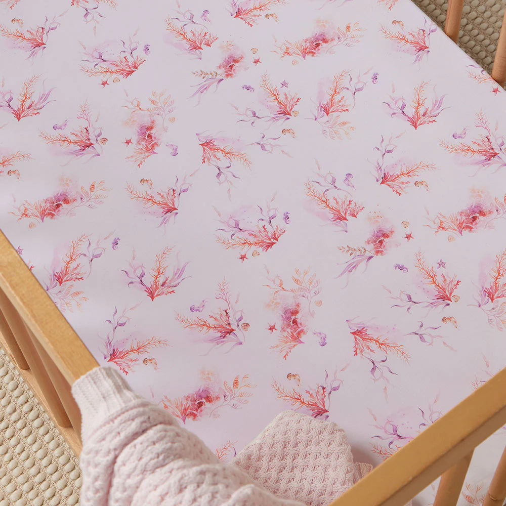 Organic Fitted Jersey Cotton Crib Sheet - Soft & Breathable Baby Bedding for Nursery - Coral Pink (Perfect for Newborns, Toddlers & Daycare Use)