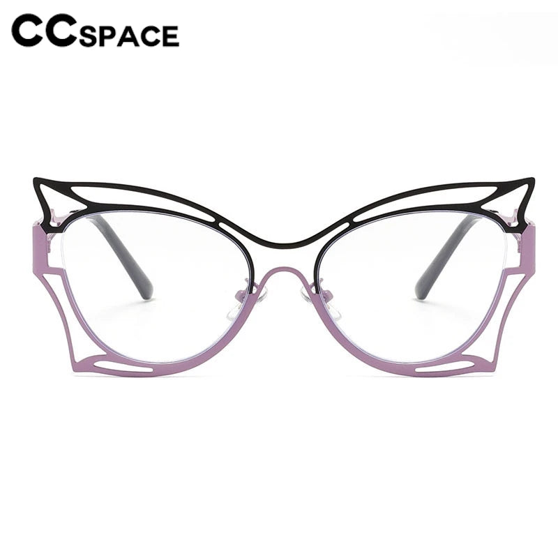 CCspace Women's Full Rim Oval Butterfly Alloy Eyeglasses - Lightweight Metal Frame Glasses for Women, Fashionable Oval Shape Eyewear with Butterfly Design, Perfect for Reading, Working & Daily Use