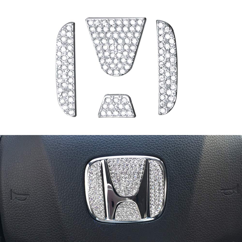 LECART Honda Steering Wheel Emblem Sticker - Chrome Car Logo Decal for Honda Accord, Civic, CR-V, CR-Z, Odyssey - Interior Steering Wheel Accessories & Decor - Perfect for Customizing Your Car's Interior Style