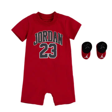 Jordan® Baby/Toddler 23 Romper & Bootie 2-Piece Set - Red | Cute Infant Outfit for Boys & Girls | Perfect for Playdates, Parties & Photo Shoots