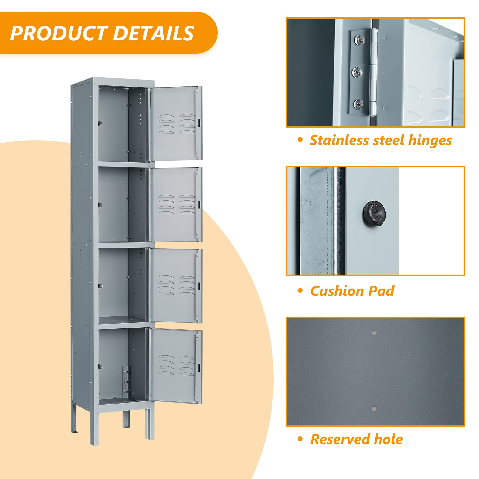 STANI Heavy Duty Metal Locker with Lock - Secure Employee Storage Cabinet for Home, Gym, School & Office - Tall Steel Locker for Clothes, Shoes & Equipment Storage (Ideal for Lockers, Changing Rooms & Secure Storage Areas)