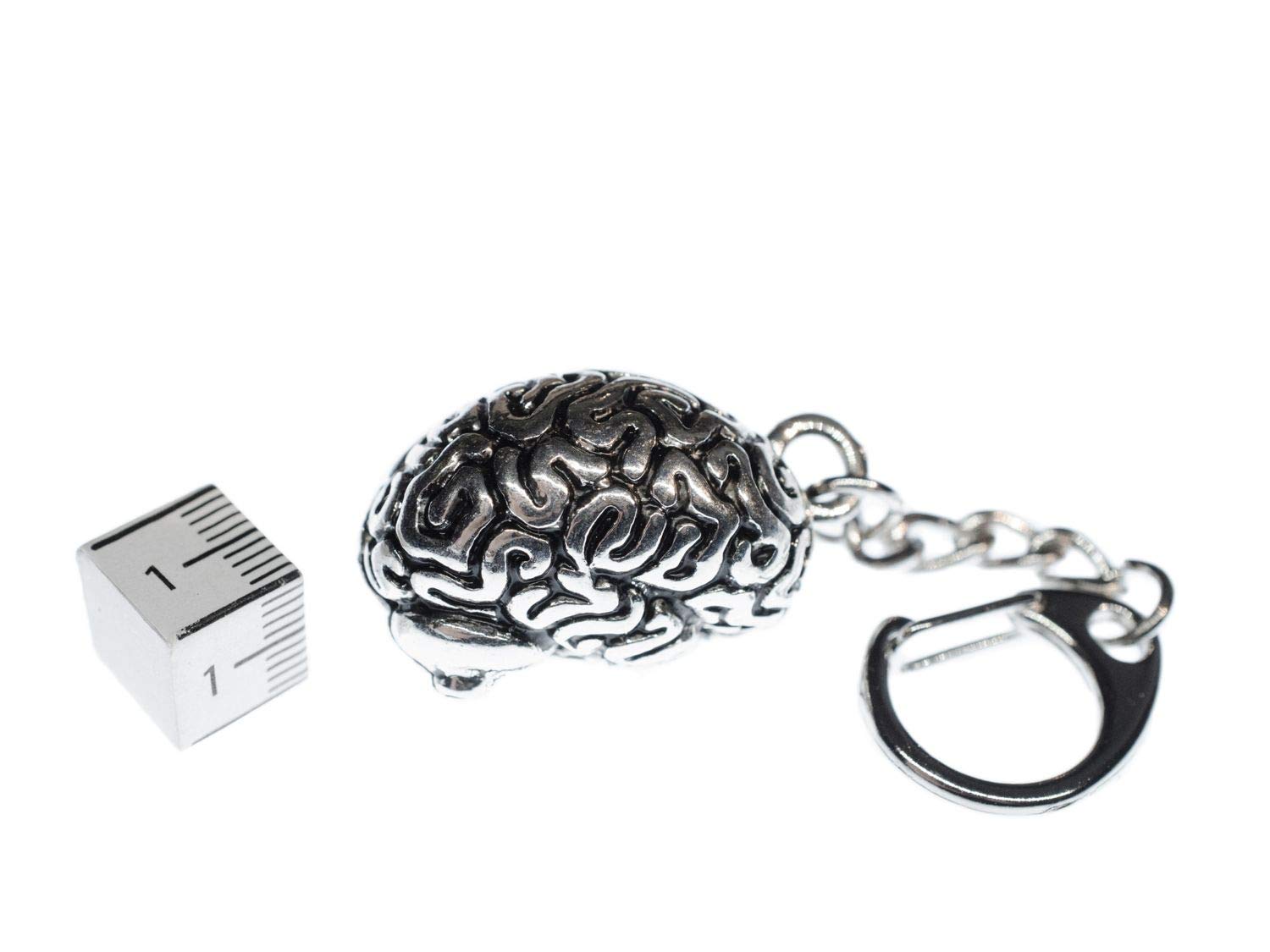 Miniblings Silver Plated Brain Keychain - Perfect Gift for Doctors, Nurses, Medical Students & Healthcare Professionals - Great for Hospital ID Badges, Scrubs & Medical Accessories