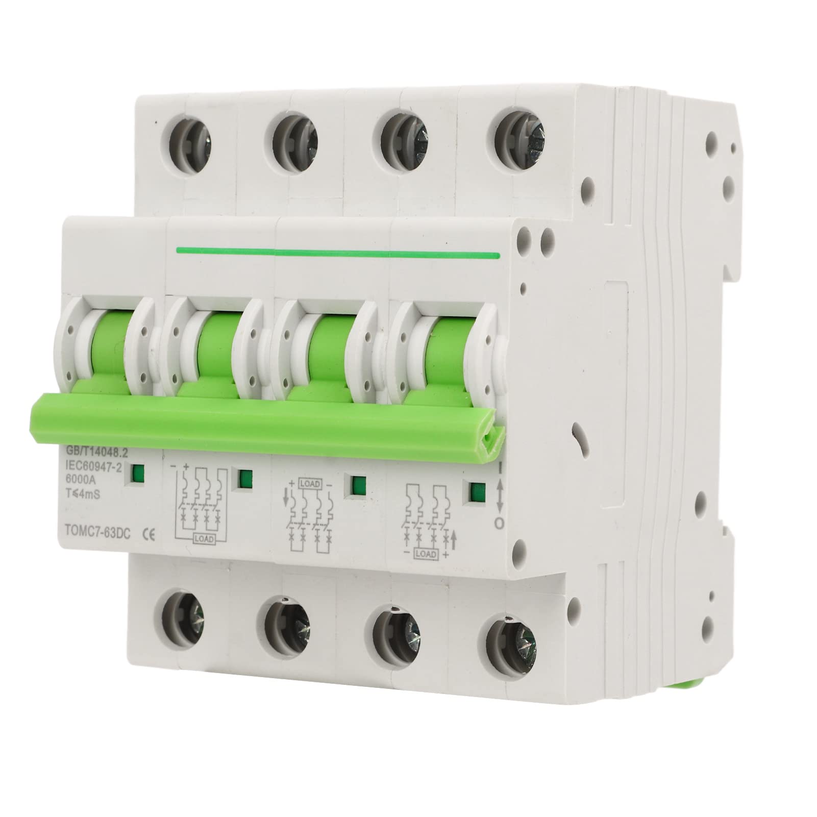 50A Solar PV Circuit Breaker 4P PA - Quick Disconnect, Robust & Fast Tripping DC Breaker for Solar Power Systems - Ideal for Off-Grid, RV, and Home Solar Installations