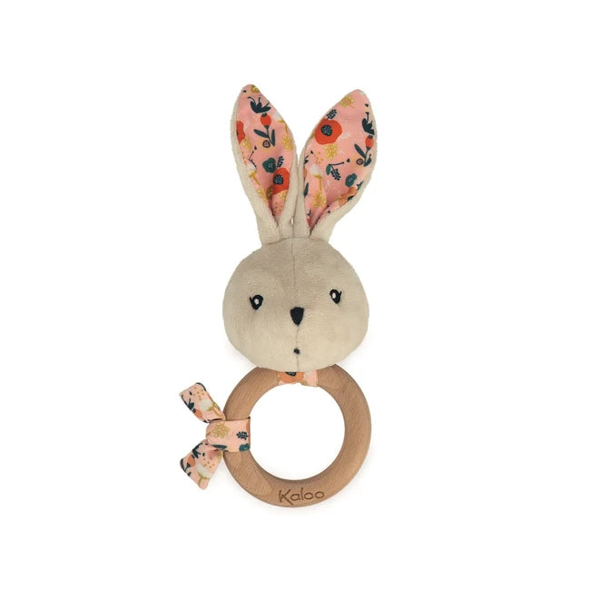 Kaloo Teething Ring for Babies - Soft Rabbit & Poppies Design - Soothing Relief for Teething Pain | Perfect Baby Shower Gift & Infant Chew Toy for Safe Gum Massage