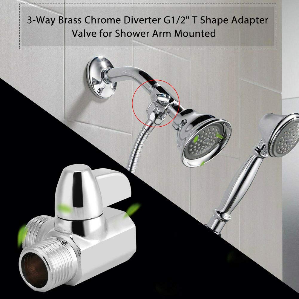 Chrome Shower Arm Diverter for Hand Shower - Perfect for Bathroom Renovation & Dual Shower Head Installation