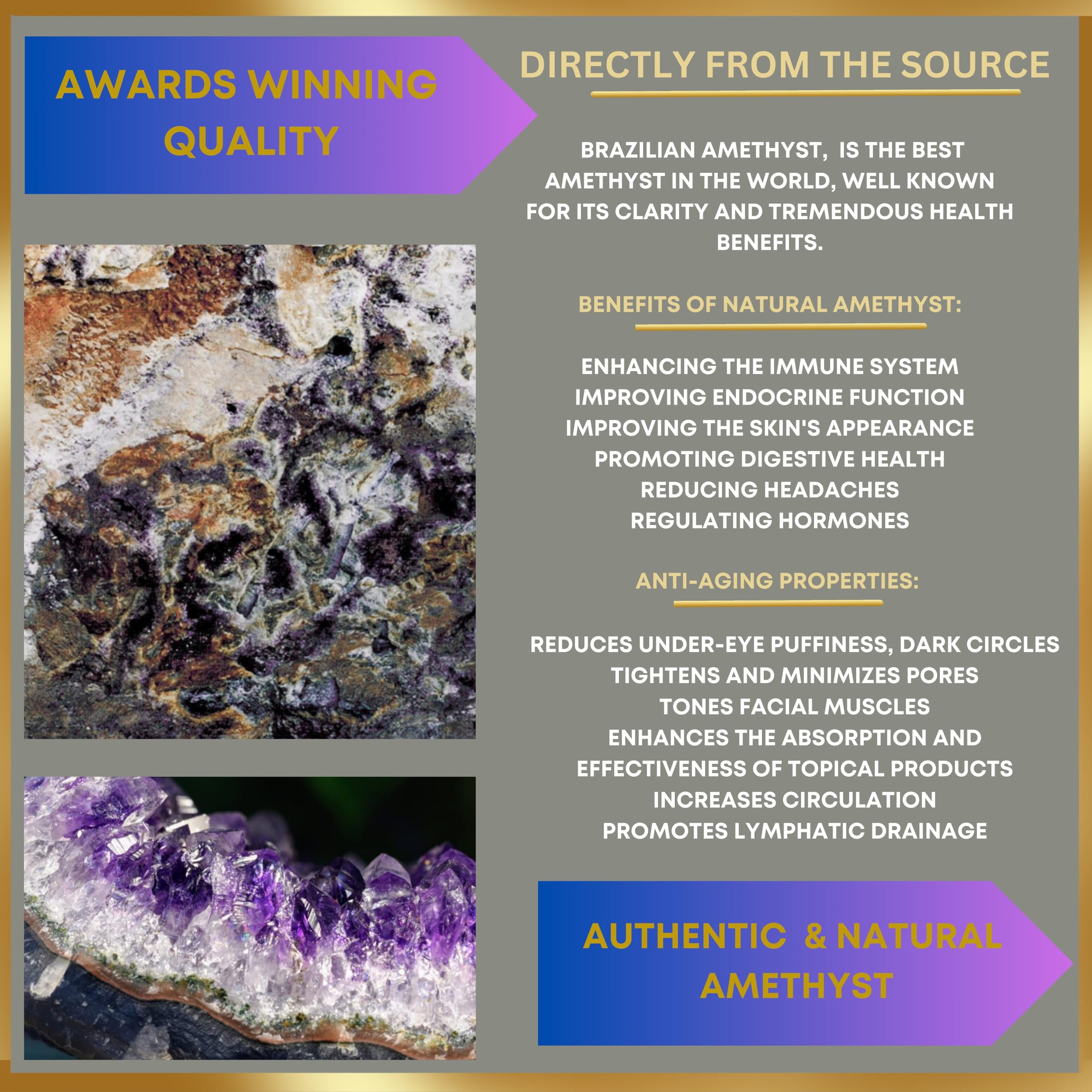 Authentic Amethyst Facial Mask - Natural Purple Gemstone Skincare for Glowing Skin | Perfect Spa Gift & Self-Care Luxury (Large Size)