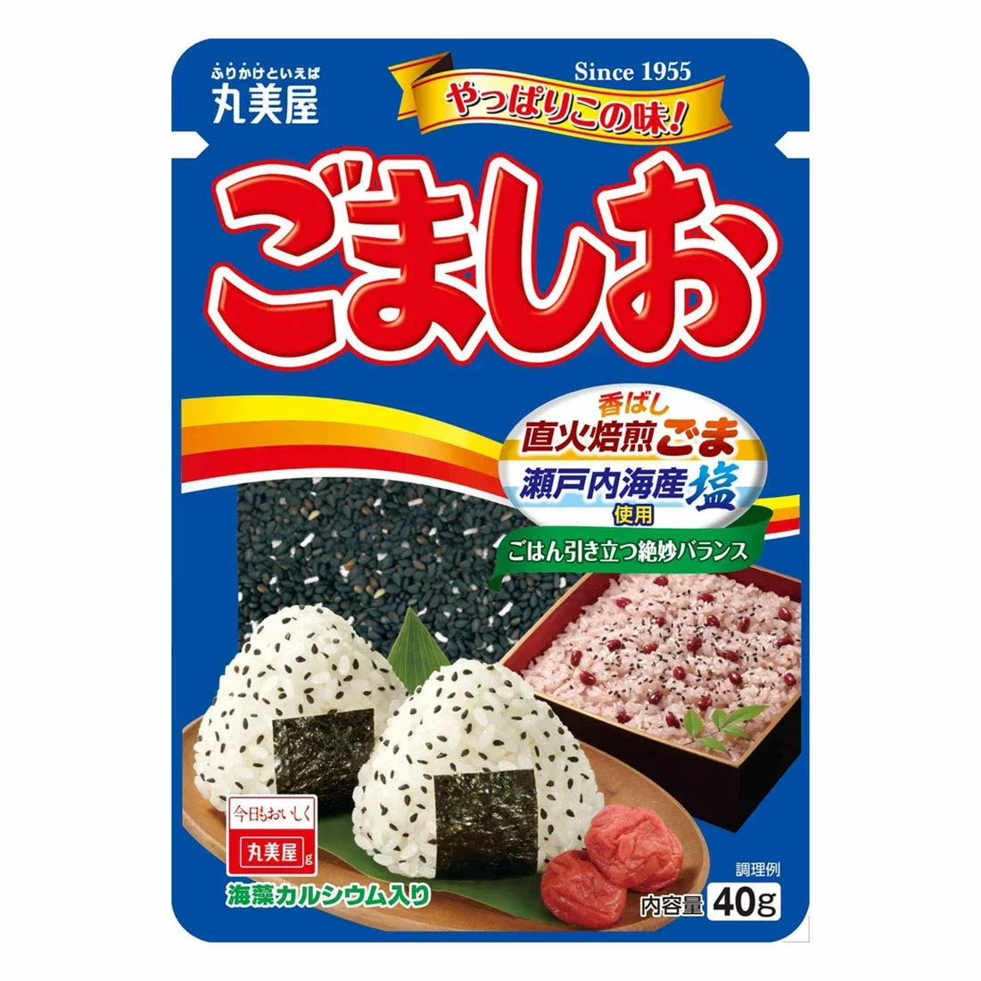 Marumiya Gomashio Furikake Sesame & Salt Rice Seasoning 40g - Japanese Rice Topper for Sushi, Onigiri & Noodles - Perfect for Home Cooking & Meal Prep