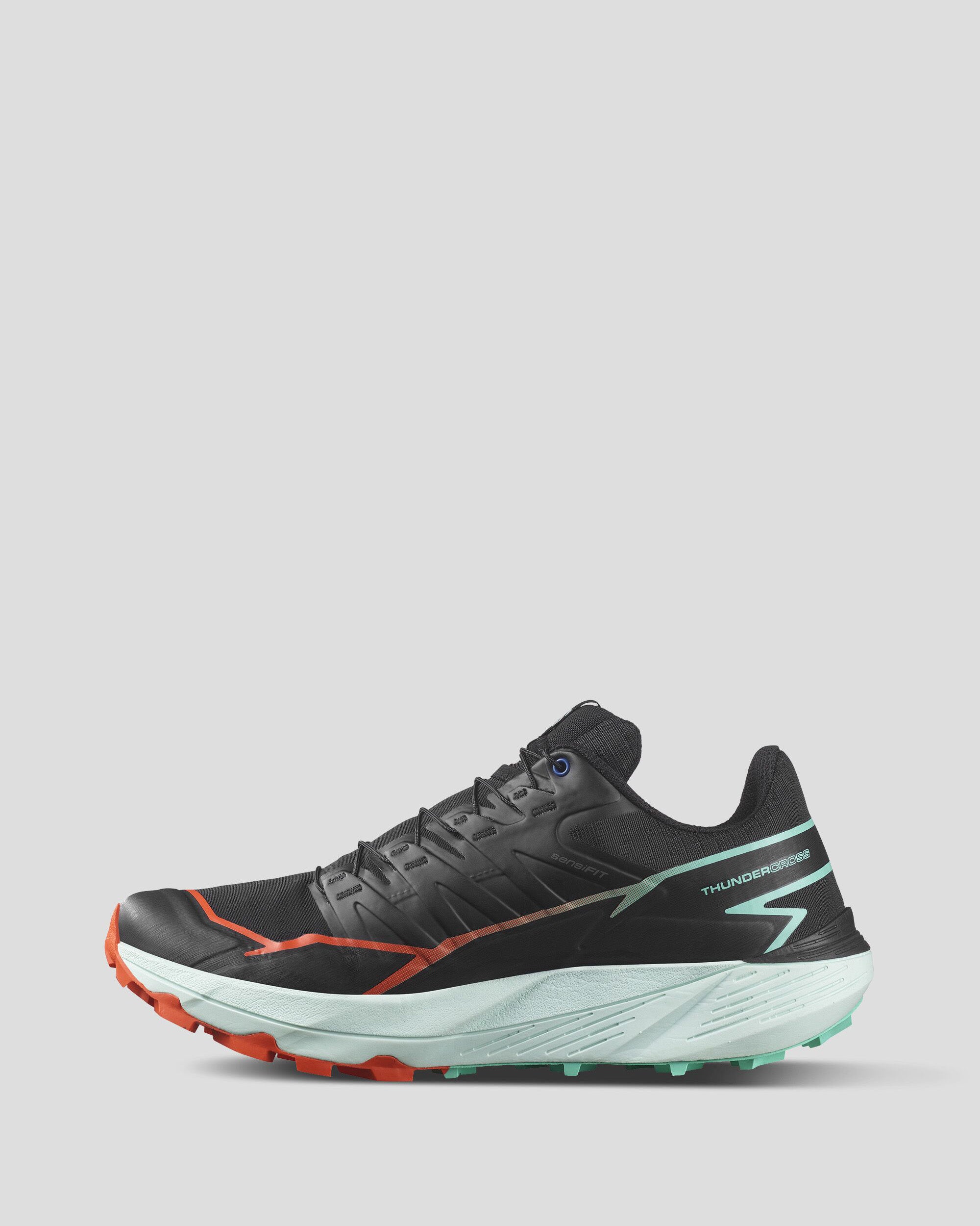 Salomon Thundercross Men's Trail Running Shoes - Black/Bay/Cherry Tomato | Lightweight & Durable for Hiking, Jogging & Outdoor Adventures