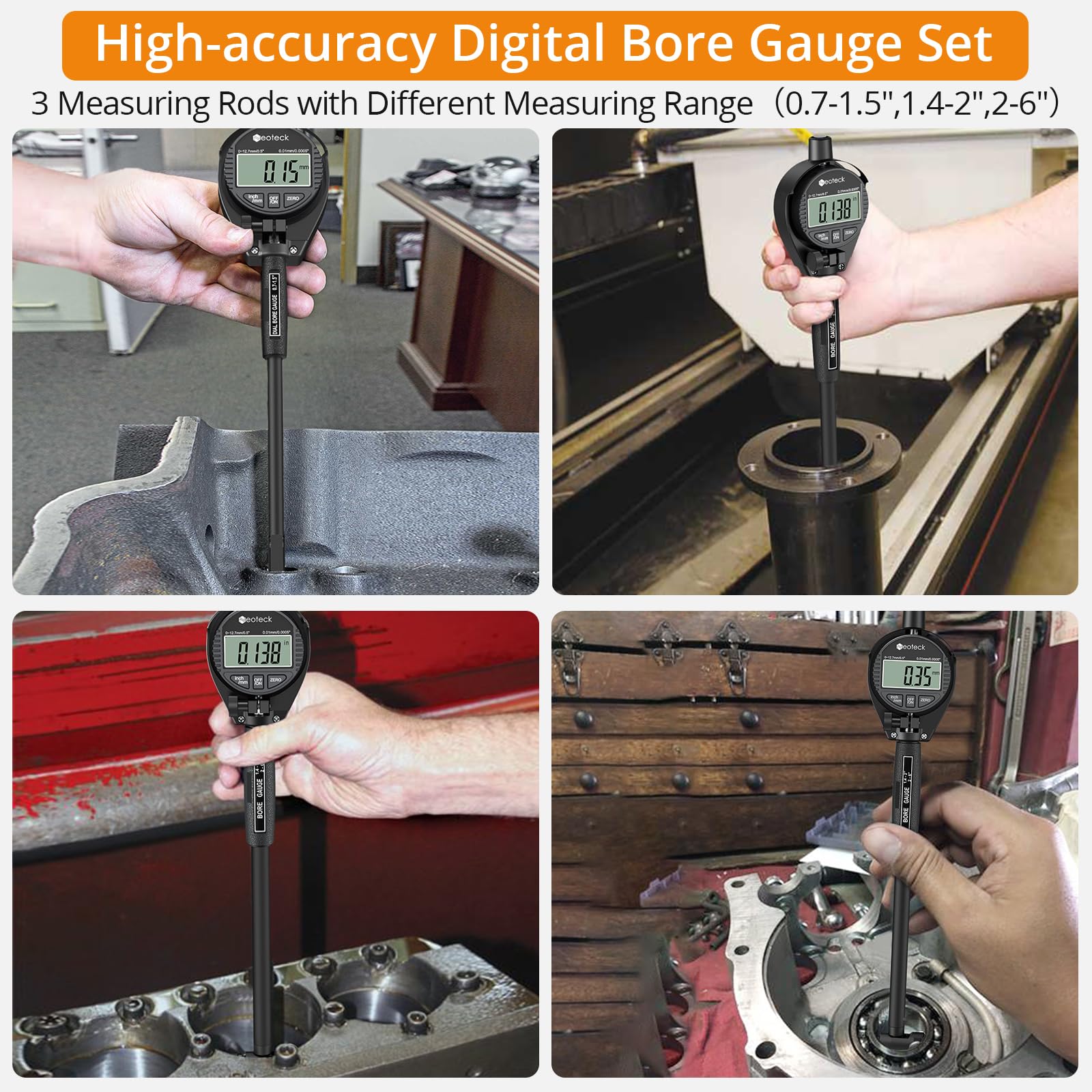 Neoteck Digital Dial Indicator Bore Gauge Set - 0.7