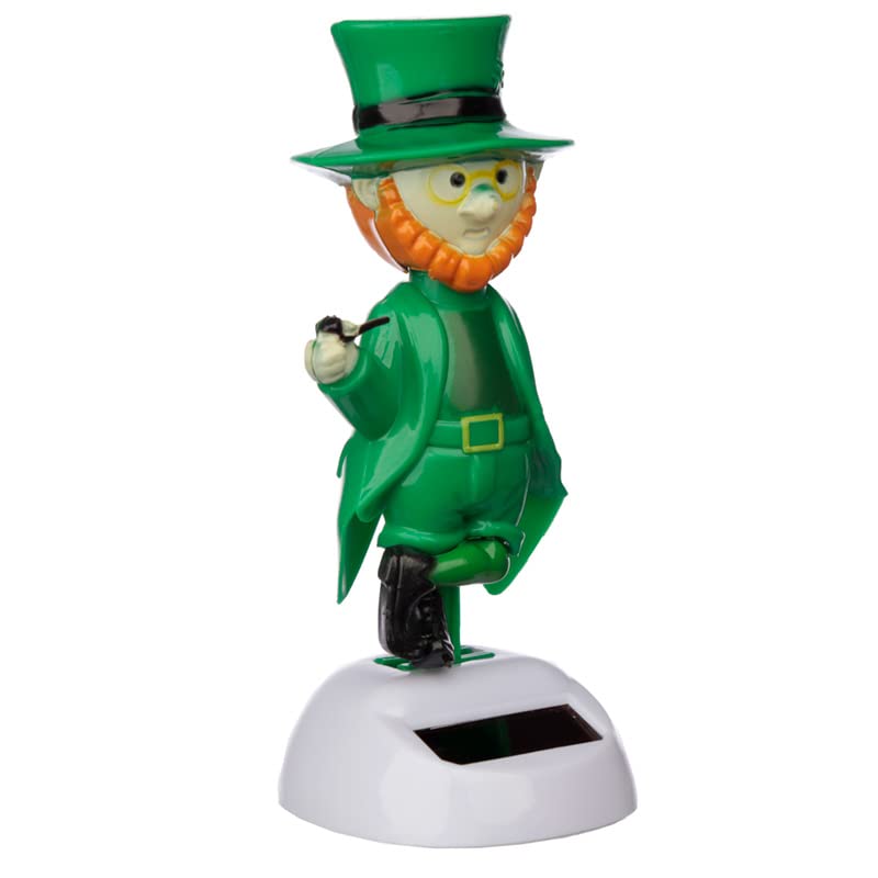 Solar Powered Leprechaun Animated Toy Car Decor - Fun Novelty Gift for Kids, Girls, Office & Car Decoration - 12cm Height - Perfect for St. Patrick's Day, Birthday Gifts & Desk Ornaments