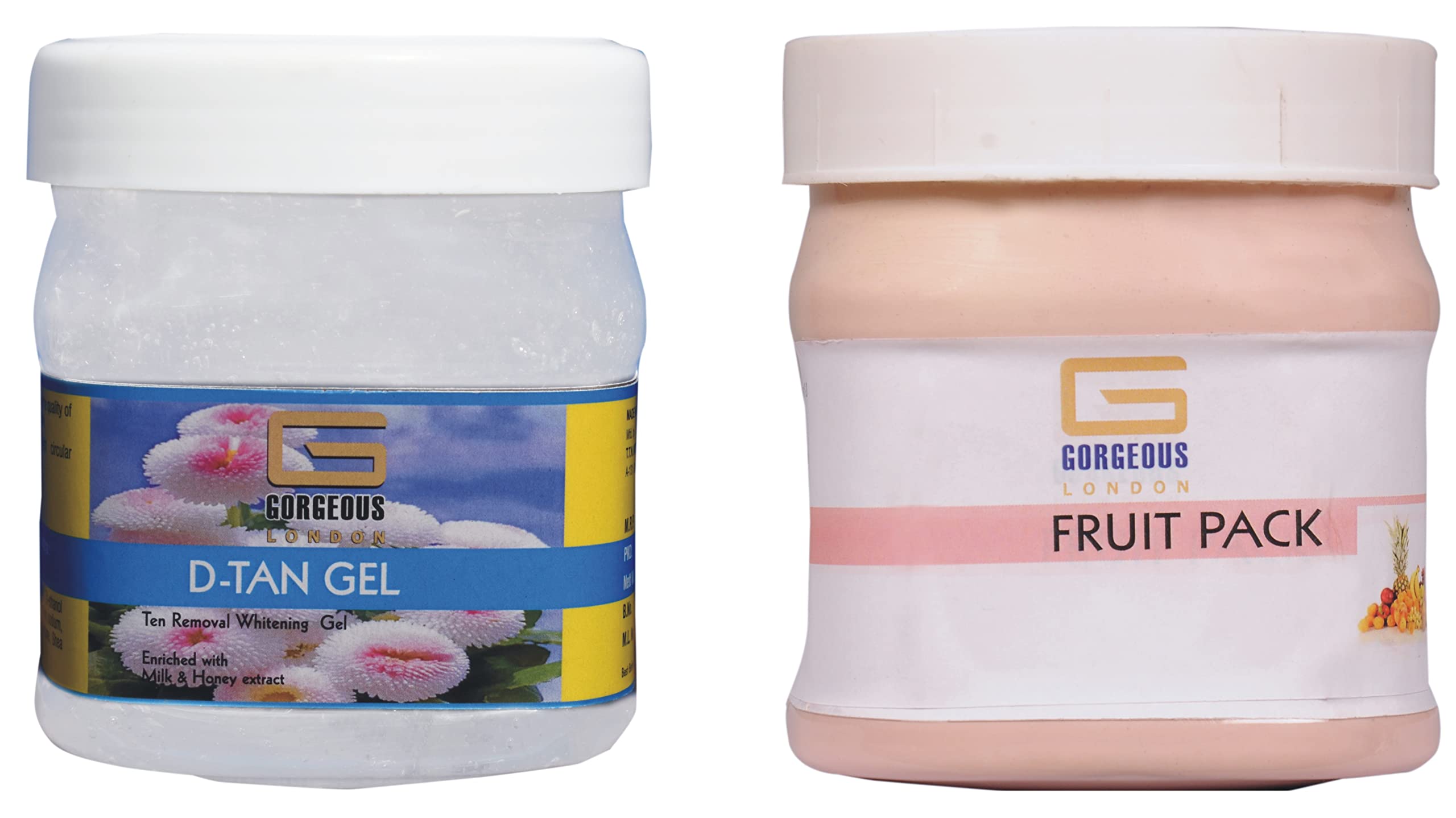 London D-Tan Gel & Fruit Pack Combo - 2 Pack (450ml Each) | Brightening & Exfoliating Face Mask for Glowing Skin | Perfect for Dark Spots, Dullness & Evening Skin Tone