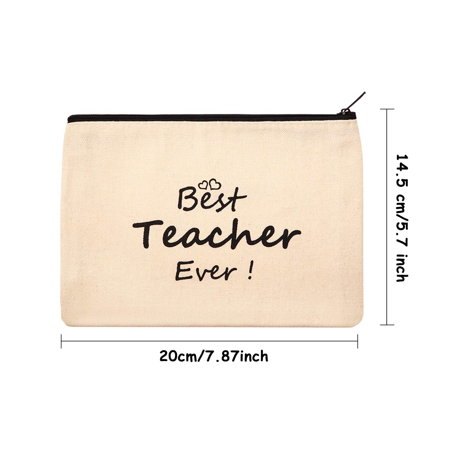 Frienda 12-Piece Teacher Makeup Pouch Set - Canvas Cosmetic Bags with Zipper, Travel Toiletry Cases for Women - Perfect Teacher Appreciation Gift (Heart Pattern) - Great for School, Travel & Daily Organization