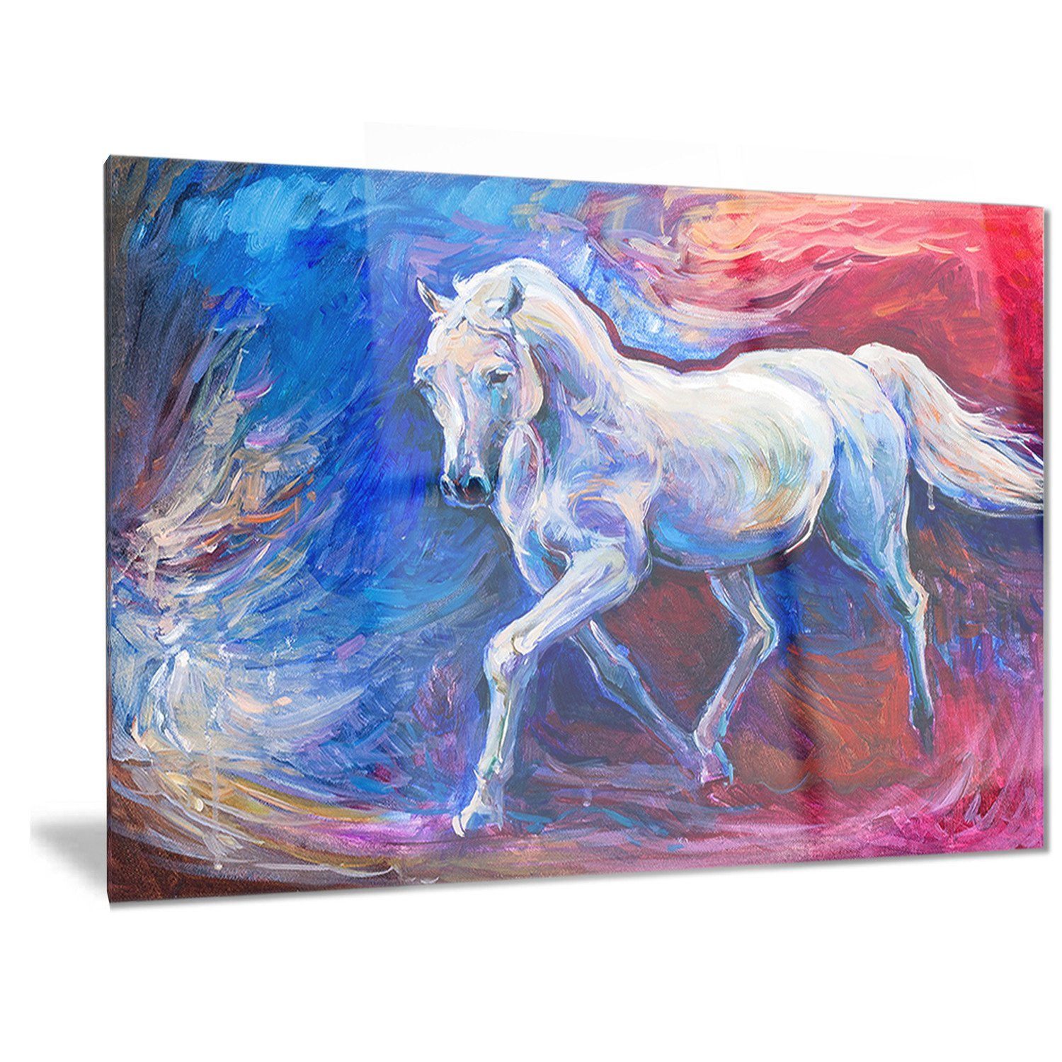 Designart Blue Horse Metal Wall Art - 40x30 Inches - Modern Animal Decor for Living Room, Bedroom & Office - MT6302