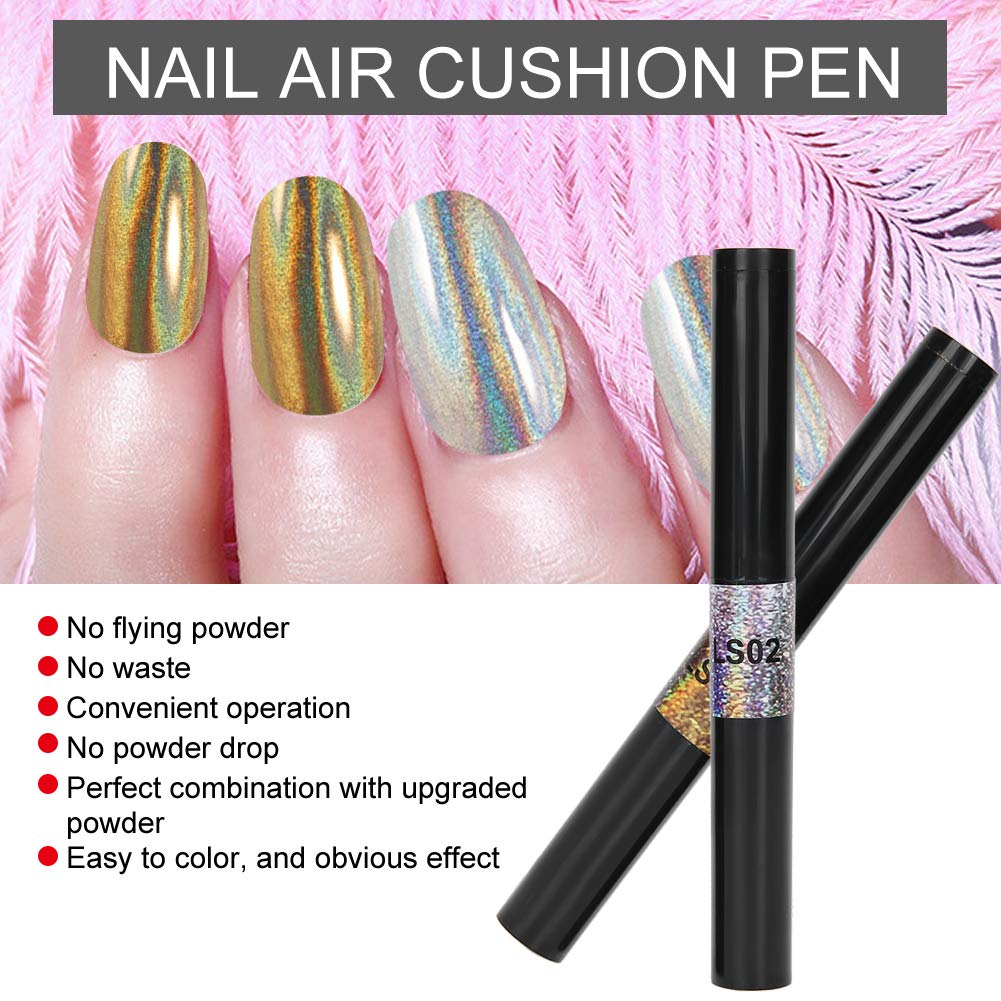 Raguso Purple Nail Art Powder Pen - 2PCS Mirror Glitter Nail Polish Pen for Manicure & Nail Design | Perfect for DIY Nails, Salon Use, and Professional Nail Art Application