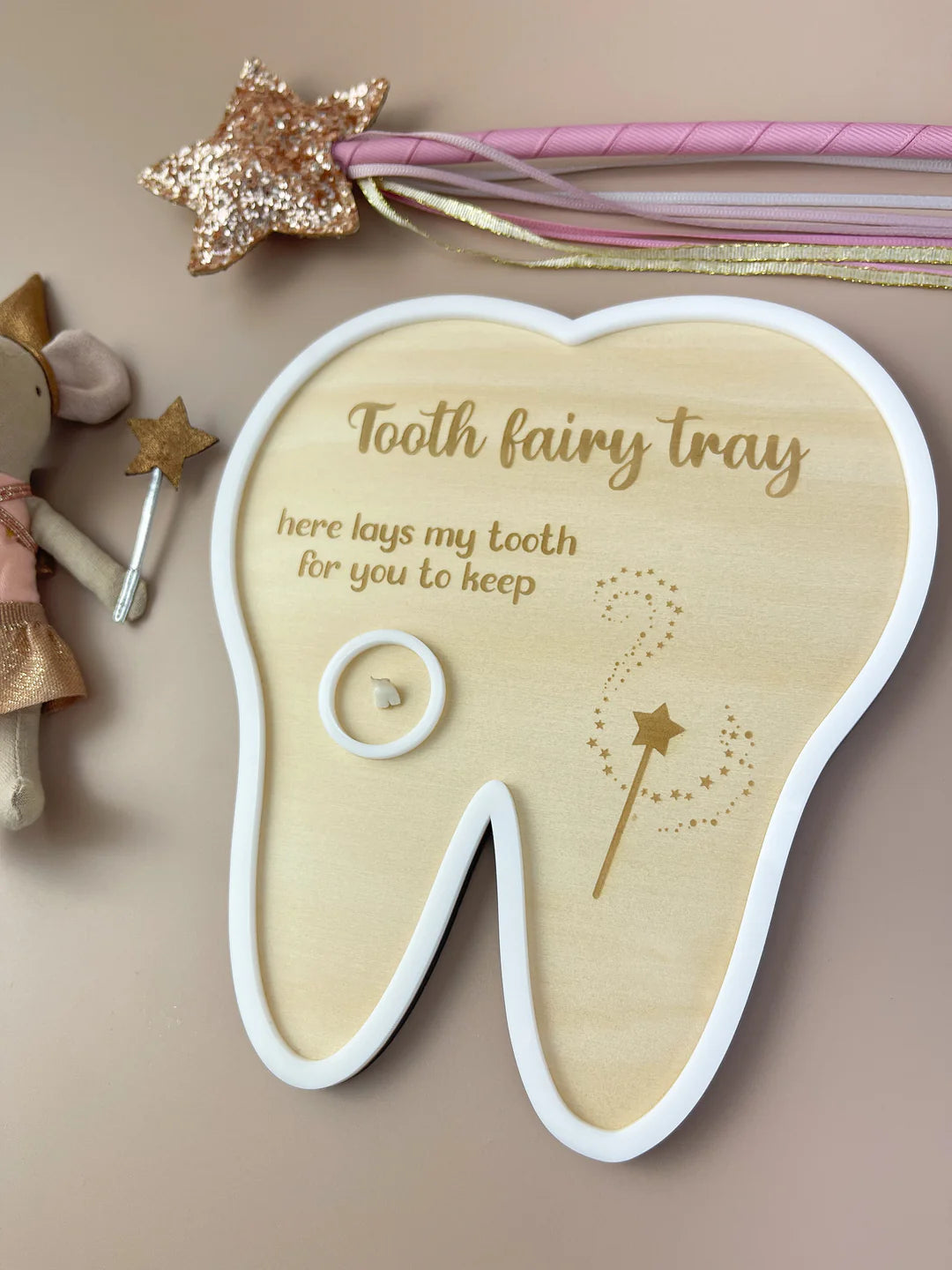 Tooth Fairy Keepsake Tray - Ceramic Tooth Holder Box for Kids with Enamel Gloss Finish | Perfect for Baby Teeth Storage & First Tooth Milestone Celebration | Nursery Decor & Gift Idea