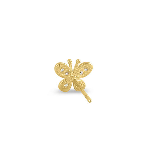 14K Yellow Gold Round Aurore Butterfly Cubic Zirconia Stud Earrings for Women - Elegant Gift for Birthday, Anniversary & Special Occasions