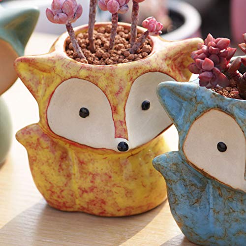 Creative Lovely Fox-Shaped Flower Pot for Succulents | Cute Animal Planter Vase | Home & Garden Decor (Light Yellow) | Perfect for Windowsill, Office Desk & Indoor Plants