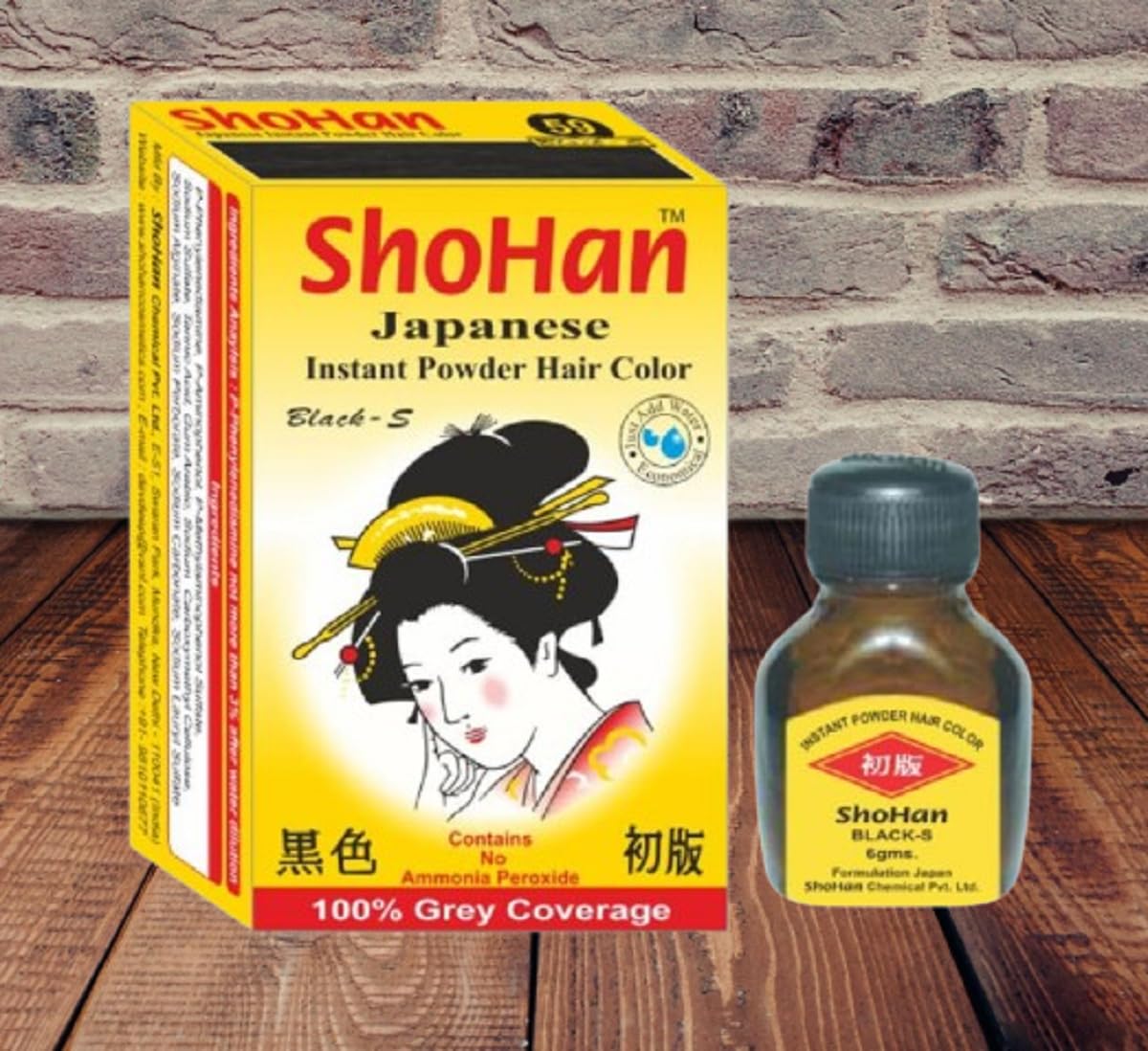 Gentle ShoHan Japanese Hair Dye for Hair Loss Reduction - Natural Black Color (6 Pack, 36g) | Safe Ammonia-Free Hair Coloring for Home Use & Salon Professionals