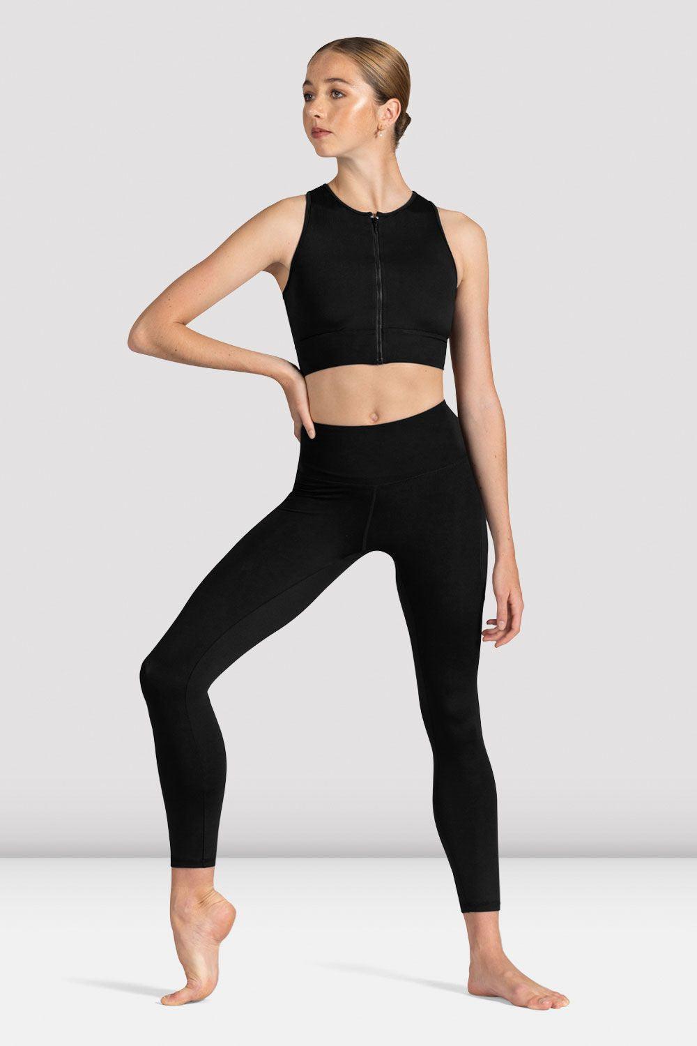 Bloch Women's Kya Zip Front Crop Top - Stylish Workout & Dance Wear for Yoga, Pilates & Fitness Training