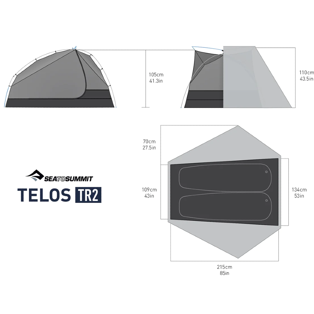 Sea to Summit Telos TR2 Ultralight 2-Person Freestanding Tent for Backpacking & Camping - Waterproof & Windproof for Outdoor Adventures