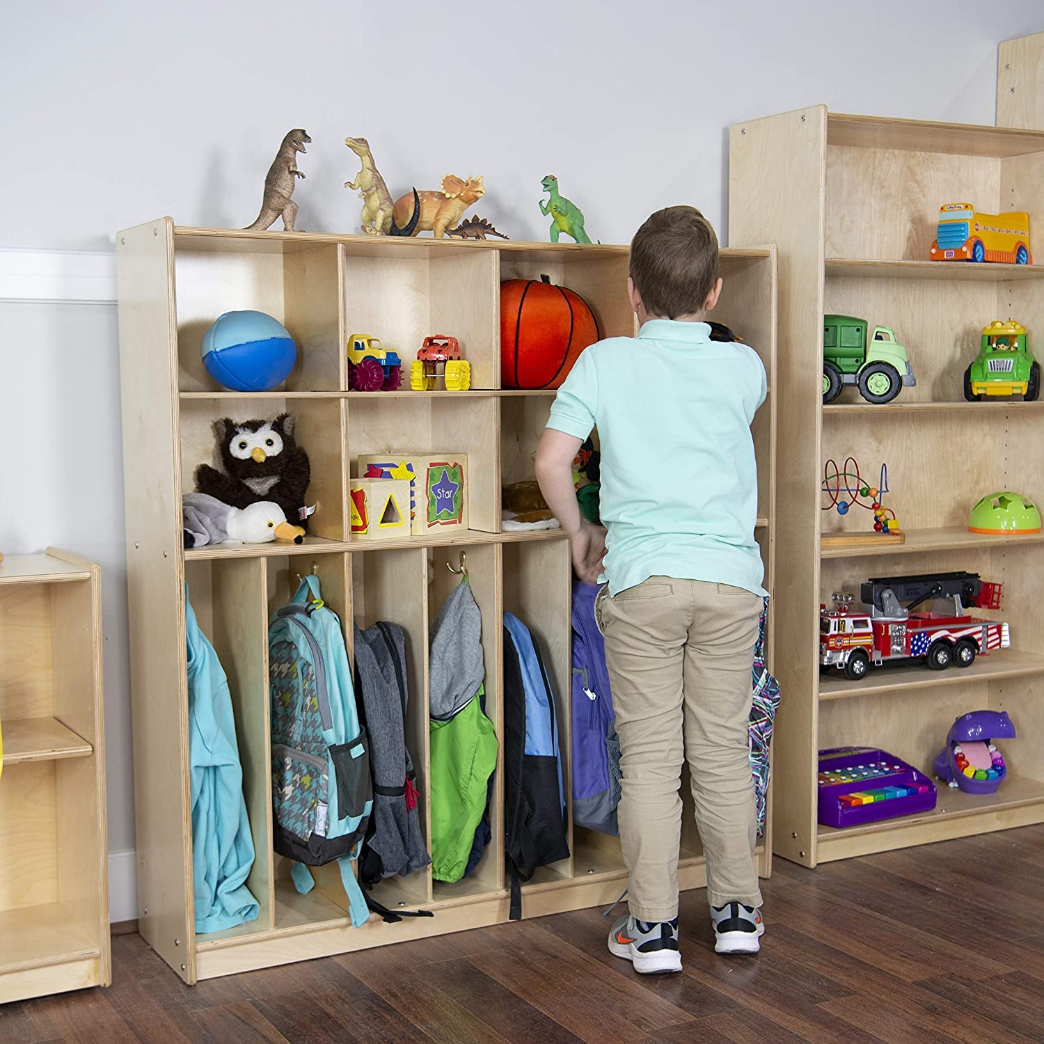 Contender 8-Section Locker Organizer Shelf - Small Locker Storage, Classroom Coat Rack & Indoor Mailbox Organizer - Montessori Toddler Shoe Storage - Fully Assembled - Perfect for Schools, Dorms & Home Organization