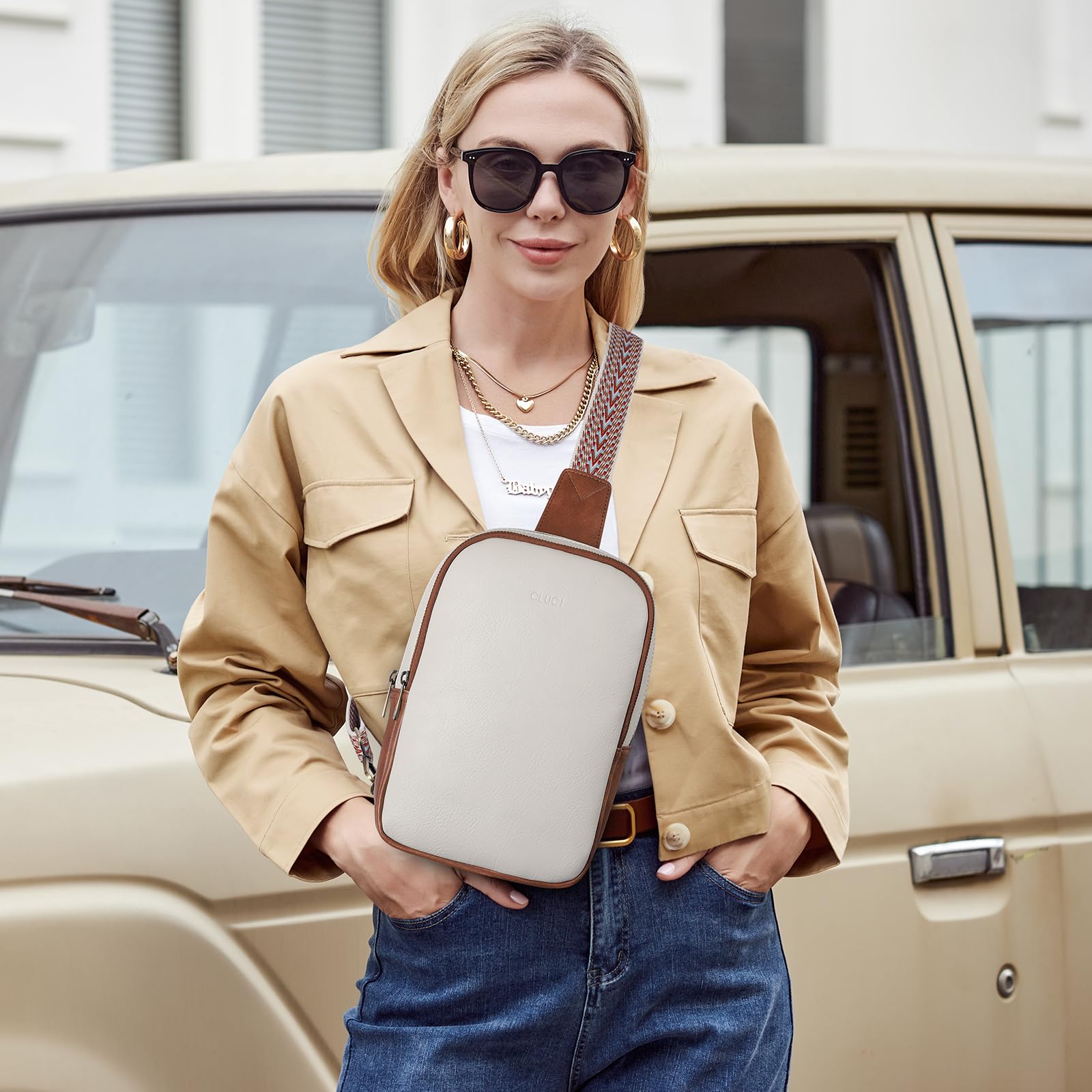 CLUCI Genuine Leather Crossbody Bag for Women - Stylish Sling Backpack Purse, Adjustable Strap, Lightweight & Durable - Perfect for Travel, Shopping & Daily Use