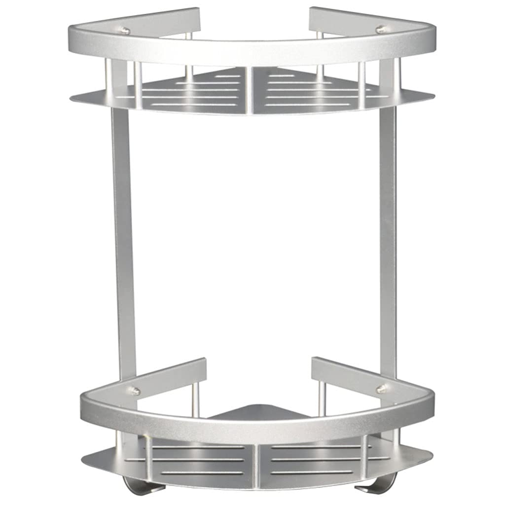 2-Layer Punch-Free Shower Caddy Organizer with Hooks - Wall Mounted Bathroom Storage Shelf for Shampoo, Soap & Accessories | Perfect for Small Bathrooms & Dorm Showers