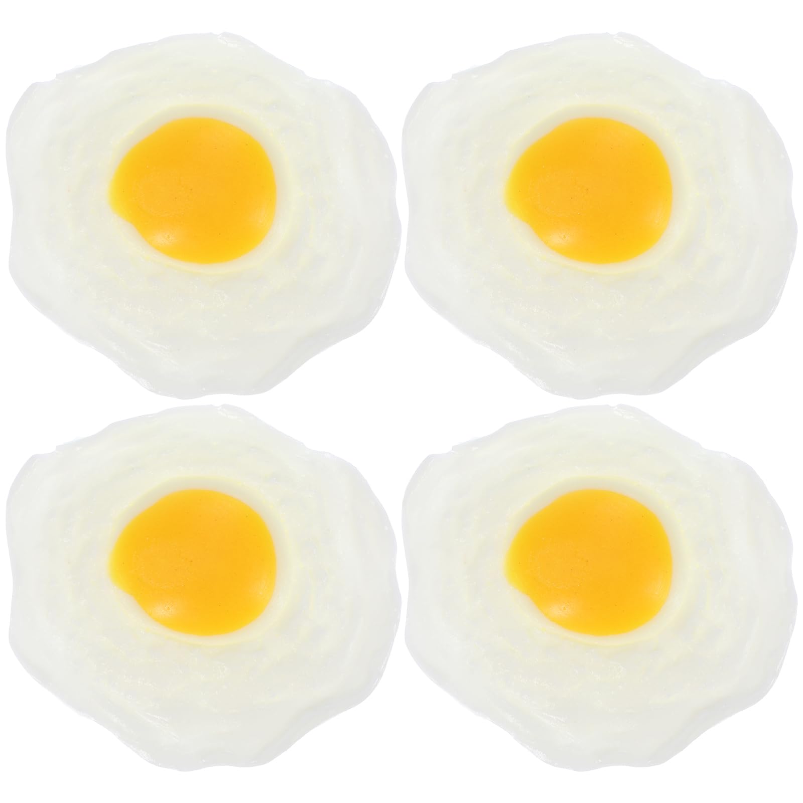 Kisangel 4Pcs Fake Fried Egg Squeeze Toys - Realistic Artificial Egg Play Food Models for Kitchen Pretend Play, Prank Props & Practical Jokes - Perfect for Kids Role Play, Party Gags and Photo Booth Props