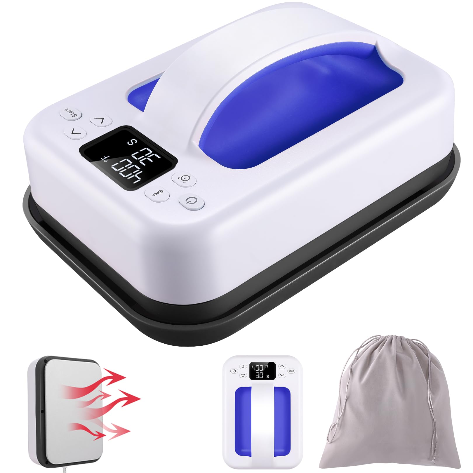 7×4.8 Inch Mini Heat Press Machine for T-Shirts, Hats & Bags - Portable DIY Heat Transfer Press for Clothing & Accessories (Blue) - Perfect for Home Crafting, Small Business & Personalized Gift Making