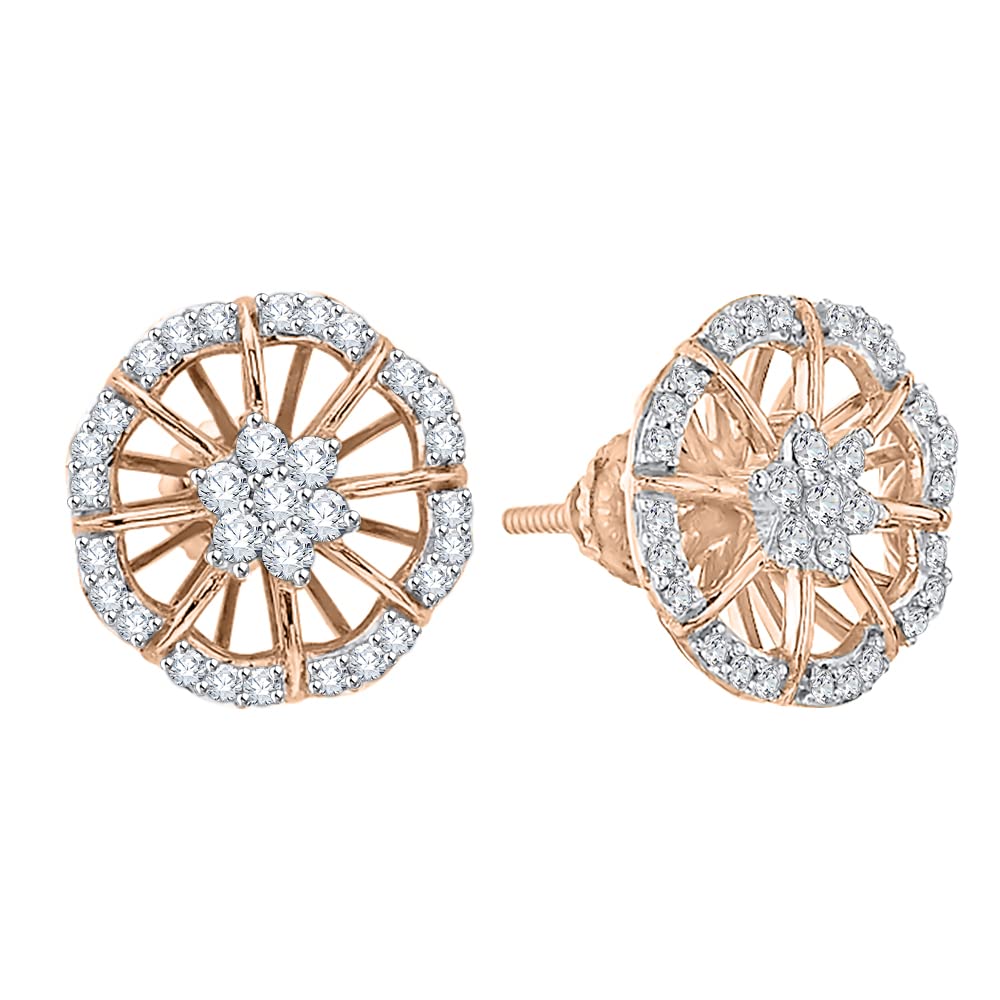 KATARINA Diamond Fashion Earrings - 1/2 Carat G-H I2-I3 Round Cut Stud Earrings in 14K Gold or Sterling Silver for Women, Perfect for Wedding, Anniversary & Everyday Wear