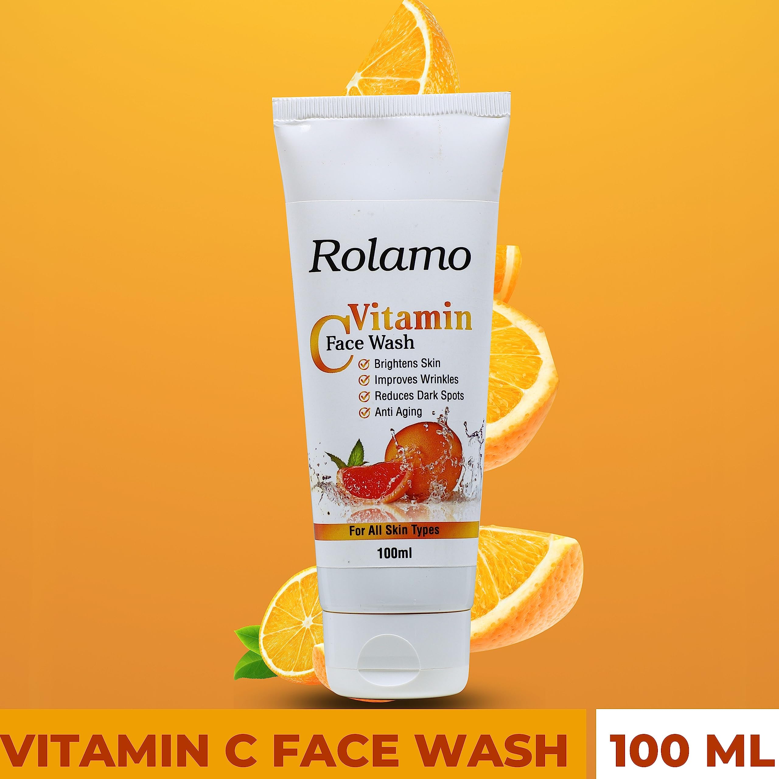 Rolamo Vitamin C & Green Tea Skincare Set - Vitamin C Face Wash 100ml + Brightening Serum 30g for Glowing Skin | Daily Cleansing & Anti-Aging Routine