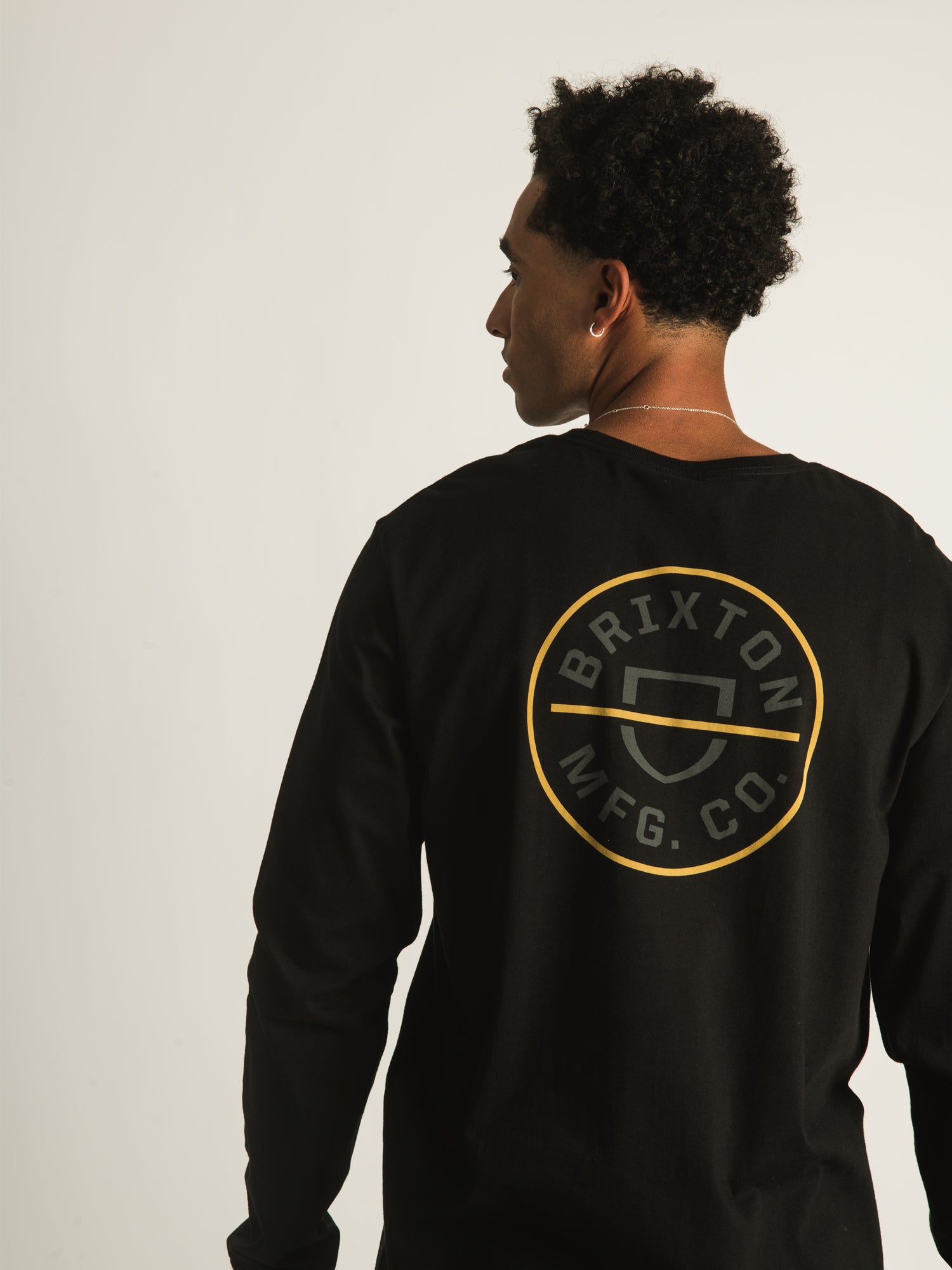 BRIXTON CREST Long Sleeve T-Shirt for Men - Soft Cotton Crewneck Tee - Casual & Streetwear Style - Perfect for Everyday Wear, Work, and Outdoor Activities
