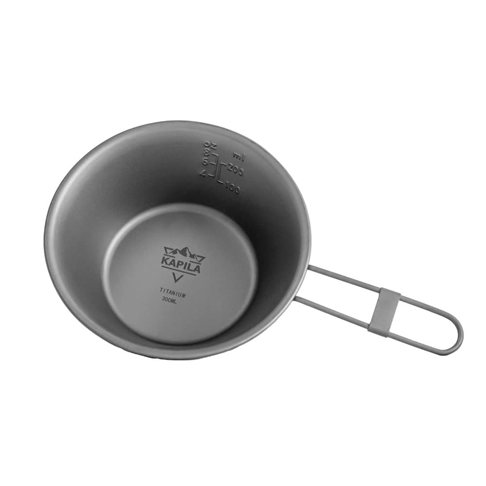 KAPILA 300ml Titanium Camping Bowl with Folding Handle - Lightweight Outdoor Tableware for Hiking, Backpacking & Picnic (Dish, Cup, Cookware)