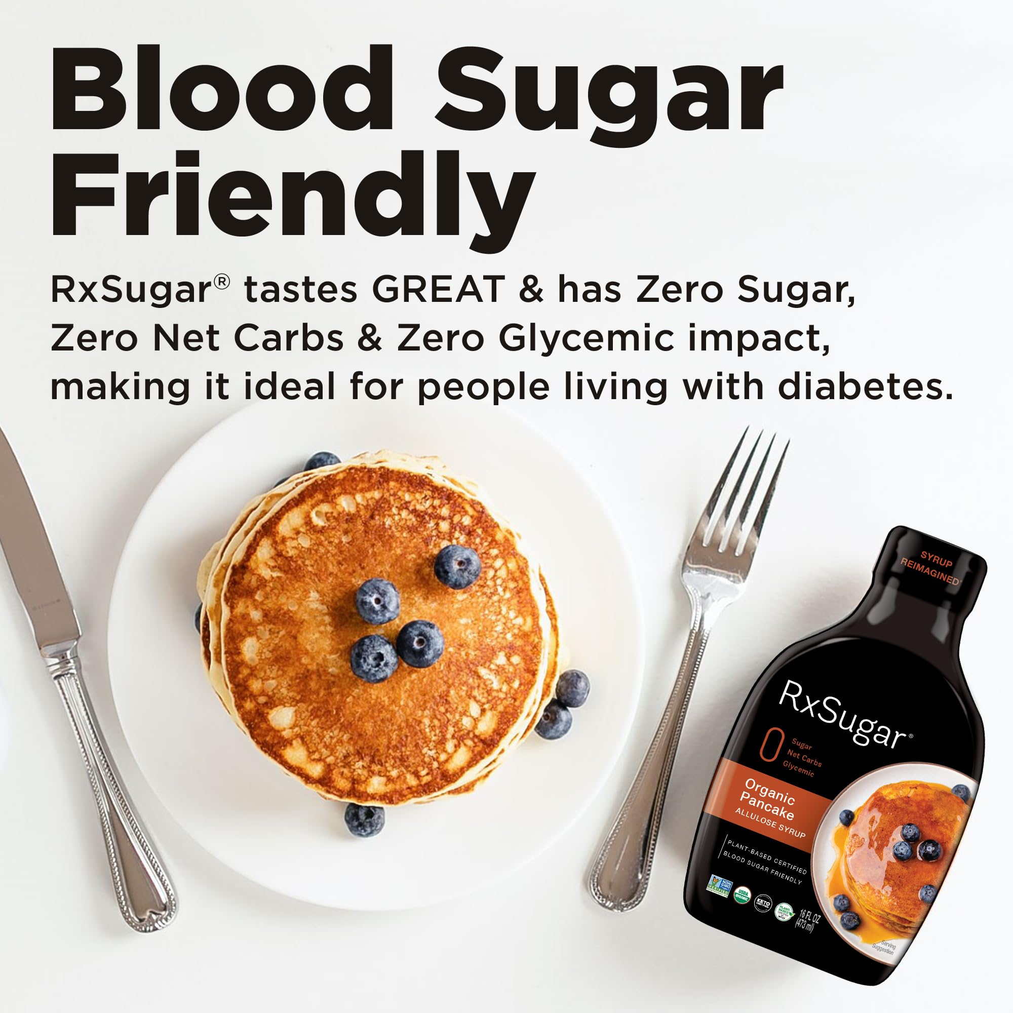 Organic Pancake Syrup 2-Pack with Allulose Sweetener | Diabetes-Safe, Keto Certified, Non-GMO & Gluten-Free | Natural Sugar Alternative for Healthy Breakfast & Desserts | Perfect for Pancakes, Waffles & Yogurt Toppings
