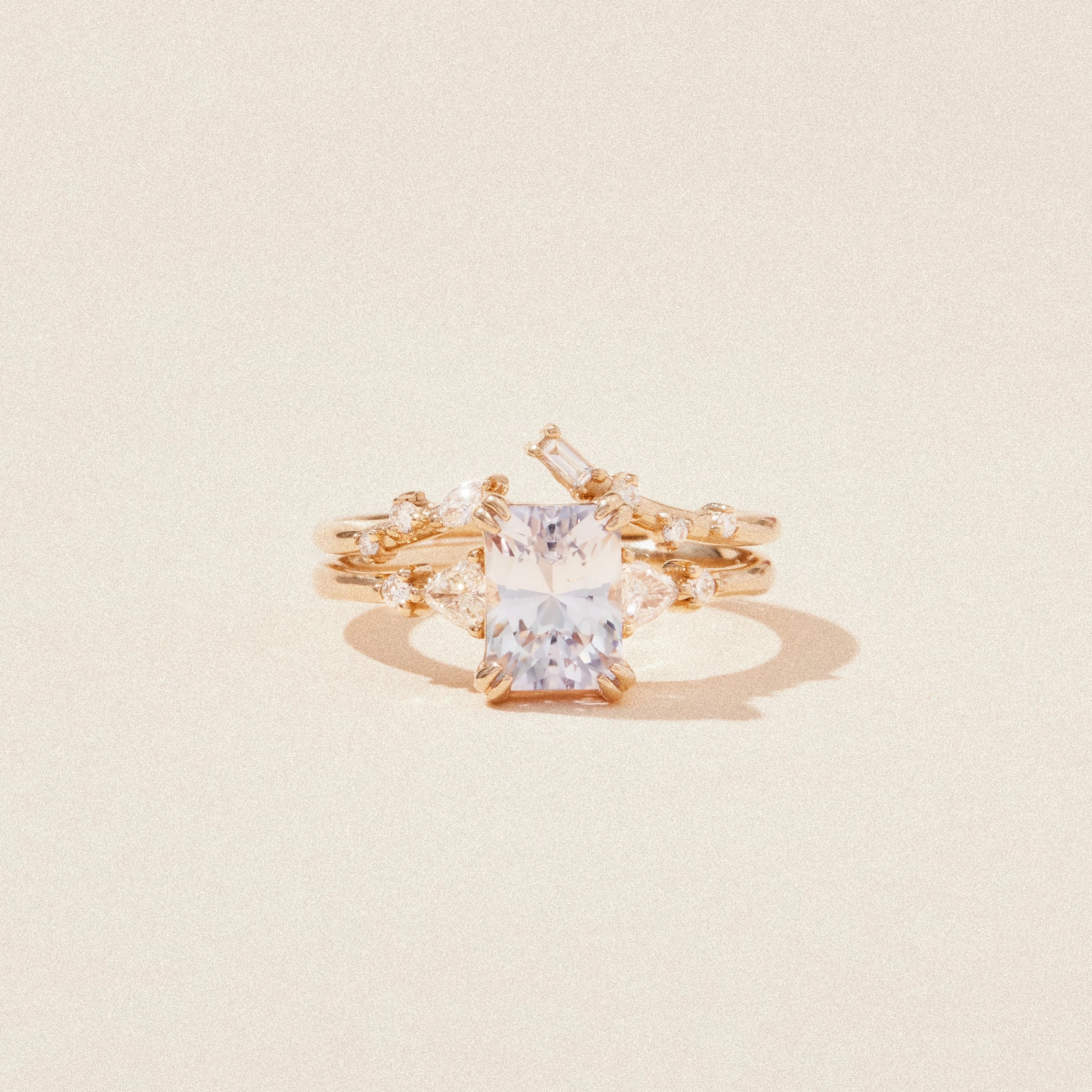 Unique 14K Yellow Gold Twilight Mist Ring with Lavender Sapphire - Elegant Jewelry for Weddings, Anniversaries & Special Occasions