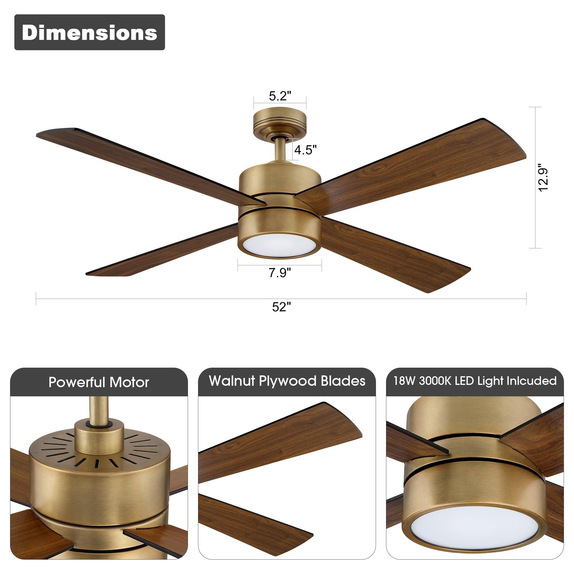 52 Inch Bucholz Industrial Ceiling Fan with Dimmable LED Light - Perfect for Warehouses, Garages, and Large Commercial Spaces