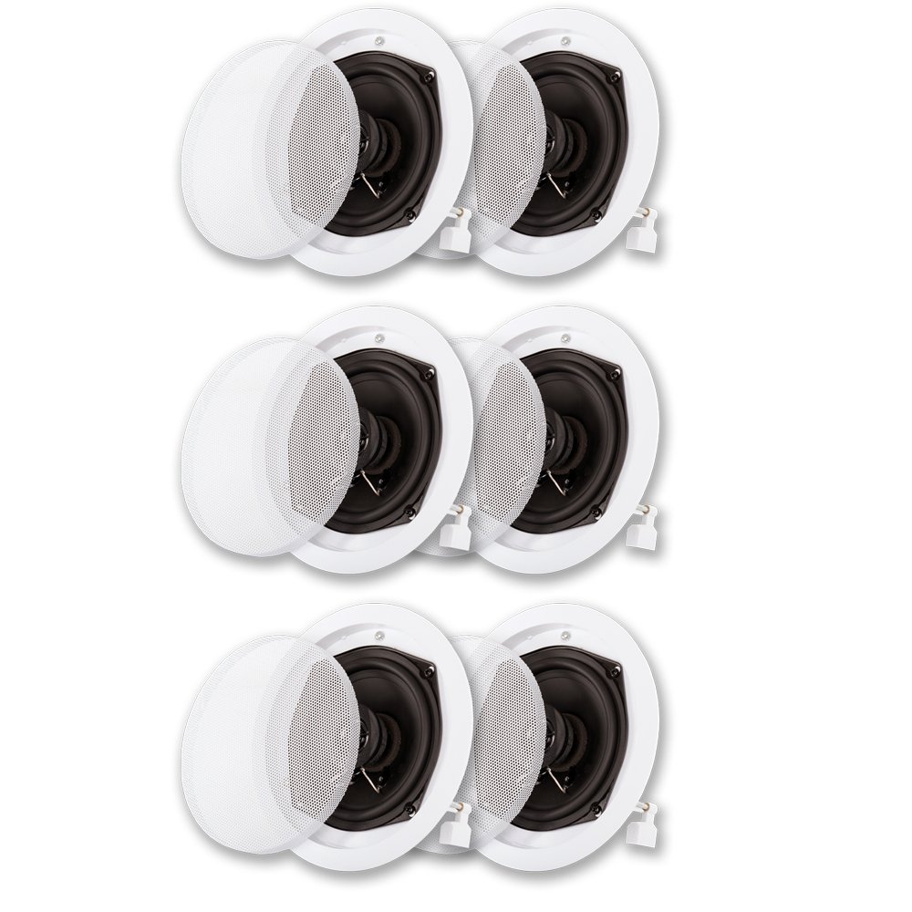 Acoustic Audio R191 In-Ceiling/In-Wall Speaker 3 Pair Pack - 2-Way Home Theater System, 1200W Power - Perfect for Living Room, Bedroom & Home Theater Audio Setup