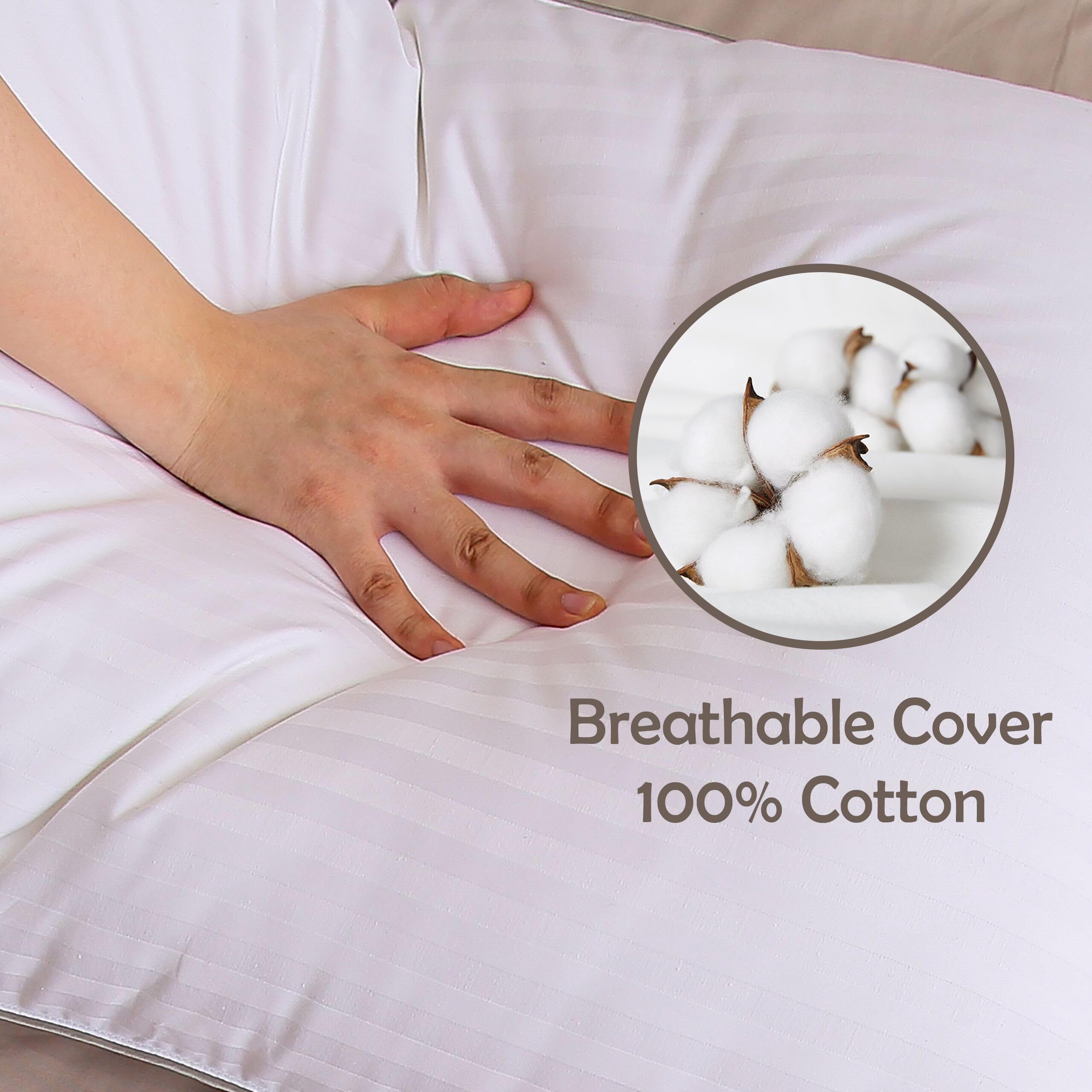 Premium Goose Feather Down Pillows Queen Size - 100% Soft Cotton Cover, Medium Firm Support for Back Sleepers - Hotel Collection Pillow (1 Pack) - Ideal for Home, Travel & Guest Rooms