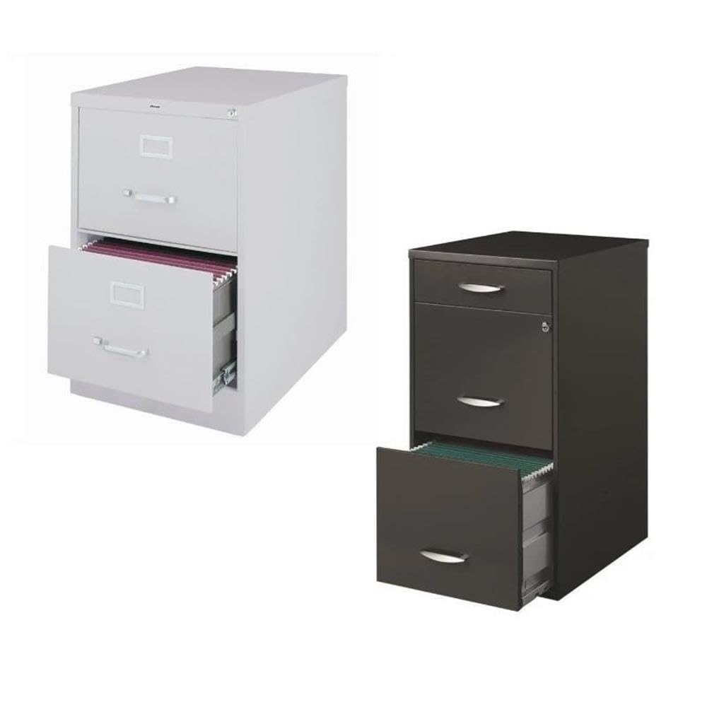 Home Square 2 Drawer & 3 Drawer File Cabinet Set (Value Pack) - Office Organization & Document Storage Solution for Home & Business