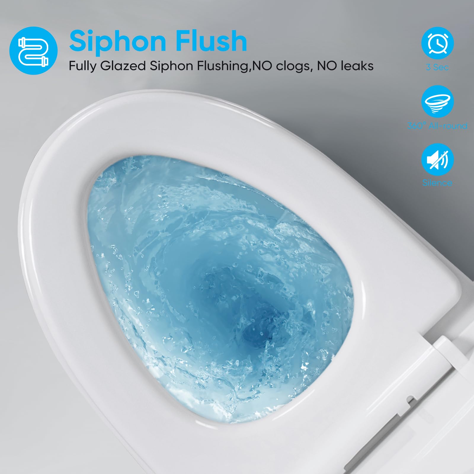 WIIS' IDEA One Piece Dual Flush Toilet - 1.6/1.0 GPF Water Saving, 15.5
