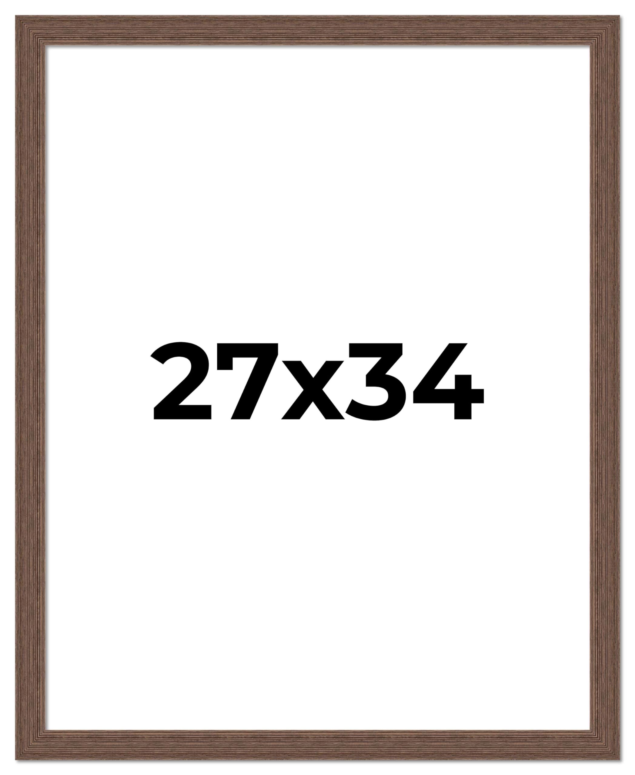 27x34 Brown Distressed Barnwood Picture Frame - Rustic Farmhouse Photo Frame with UV Acrylic Shatter Guard & Acid-Free Backing | Perfect for Wall Decor, Wedding Photos, and Home Office Display