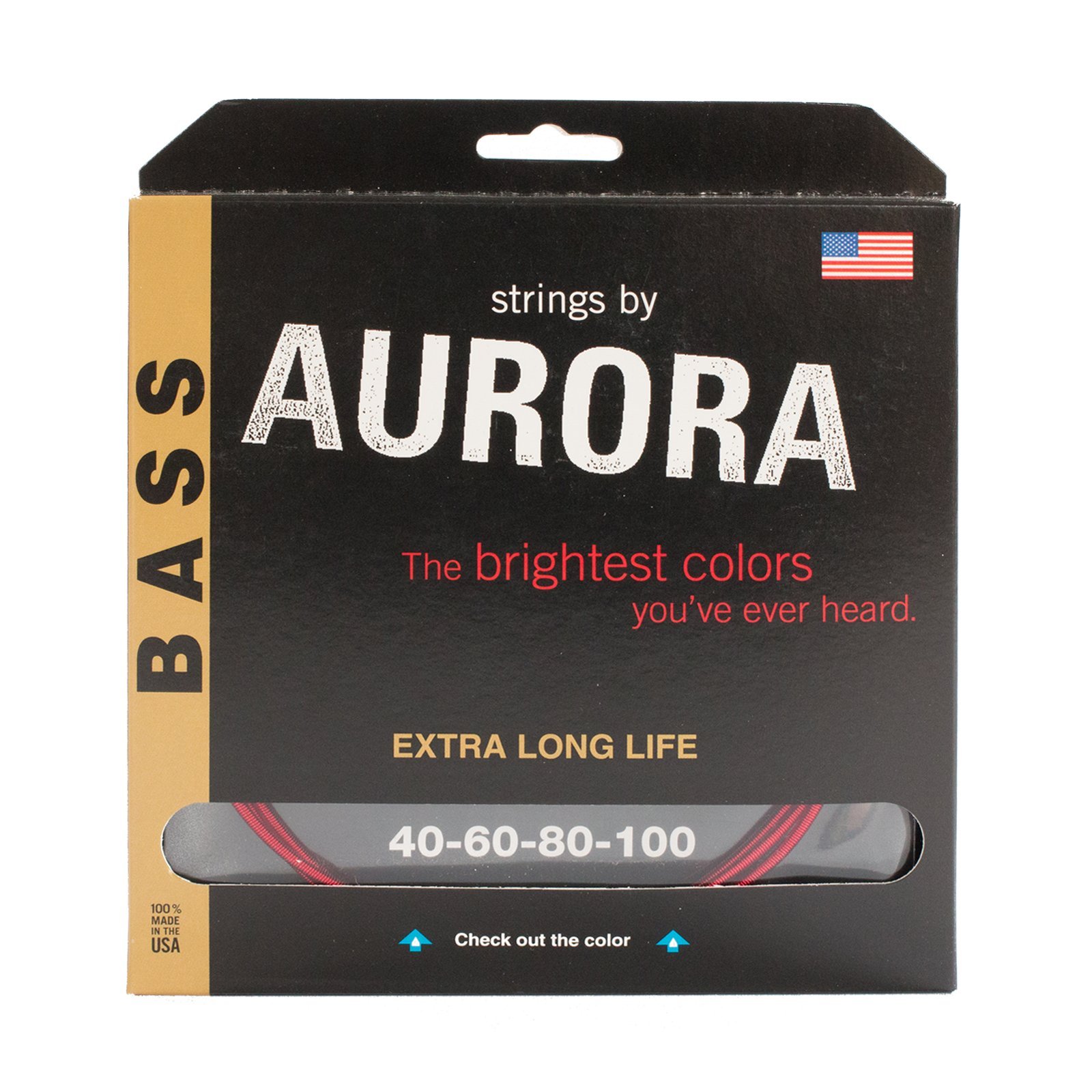 Aurora Premium Colored Bass Guitar Strings (AURRB40-100) - Professional Quality for Rock, Jazz & Studio Recording