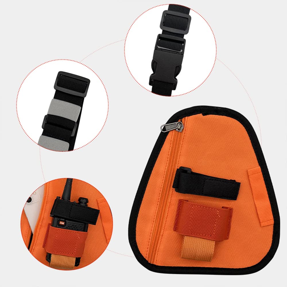 LSENG Adjustable Radio Chest Harness & Shoulder Holster - Compatible with Motorola, BAOFENG Walkie Talkies - Orange Two-Way Radio Pouch for Outdoor, Hiking, Construction & Security Work