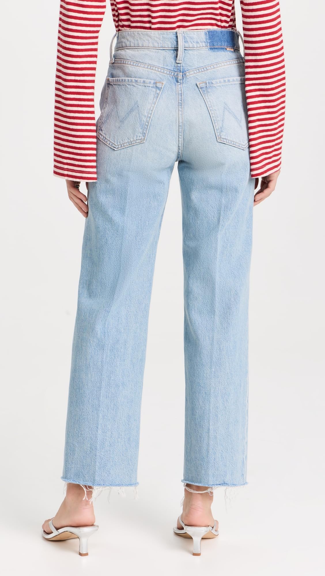 MOTHER Women's The Rambler Zip Fray Jeans - High Waist Distressed Denim Pants for Casual Outfits & Street Style Fashion